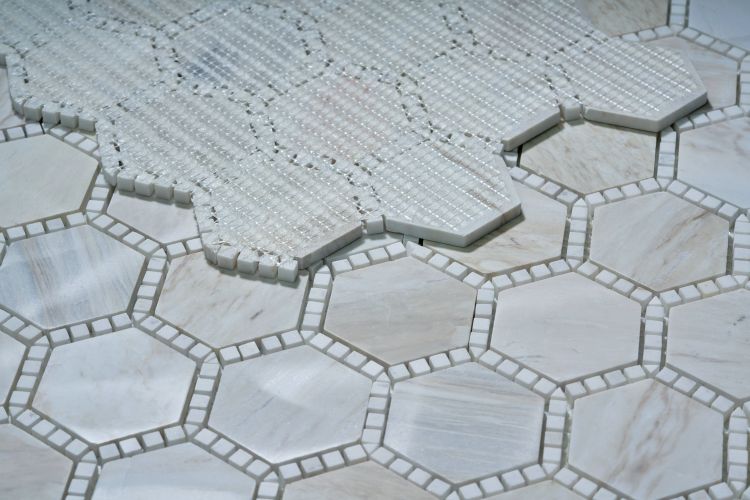 Hexagon Deco Wooden White Honed 10.75 x 12.5